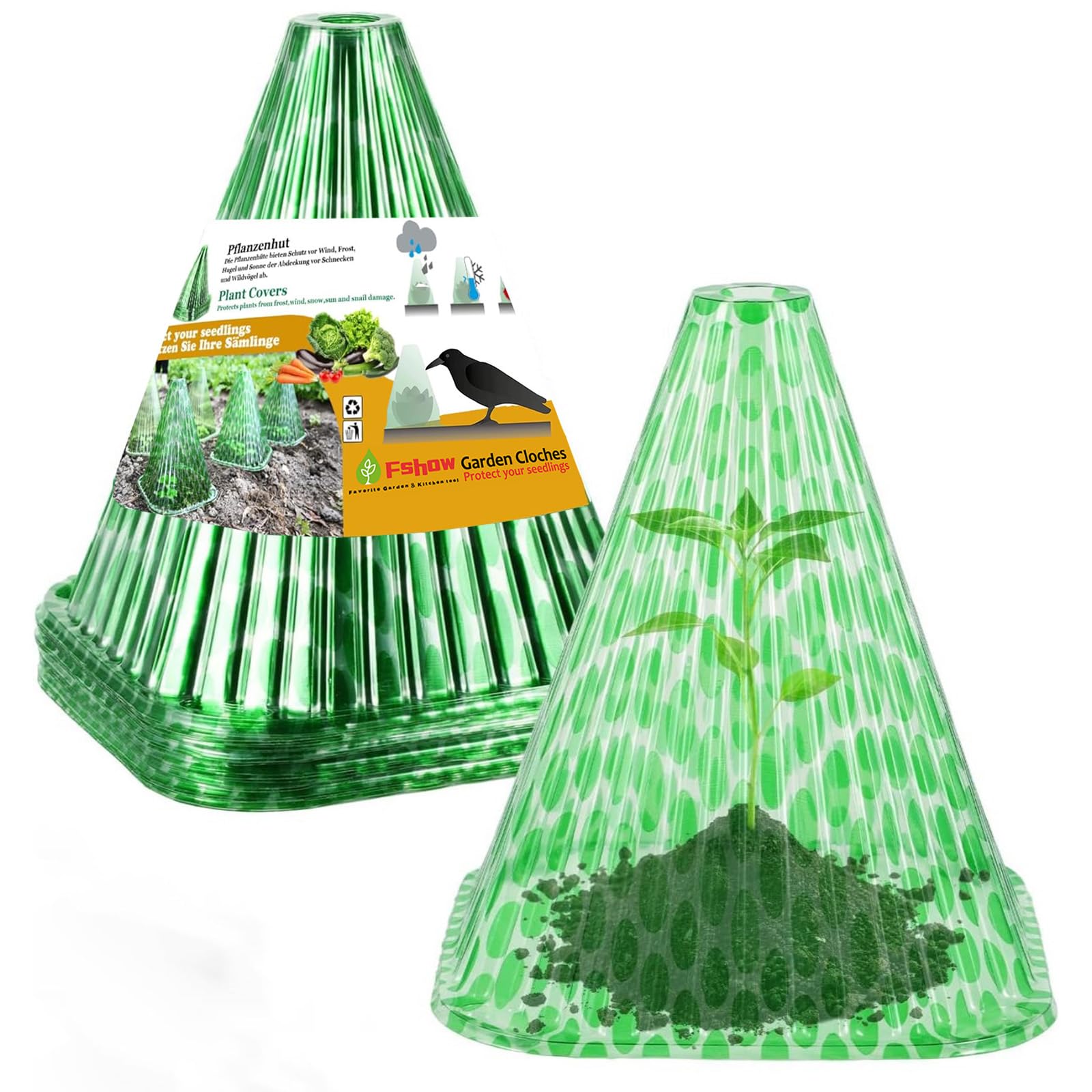 Fshow garden cloche dome assembly shows reusable PVC protection for young plants