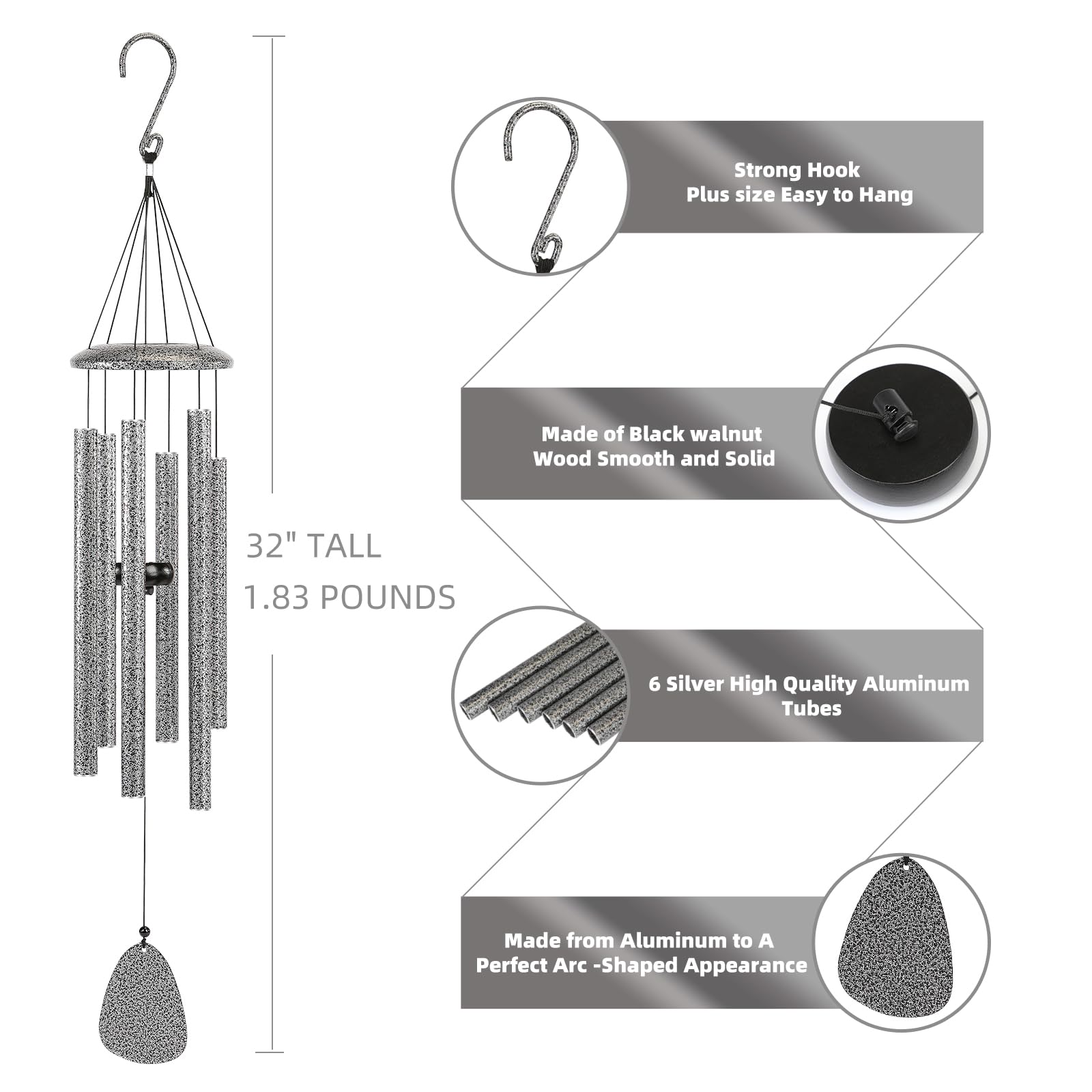 FSVGYY wind chimes professional tuning ensures clear pentatonic chords for relaxing ambience