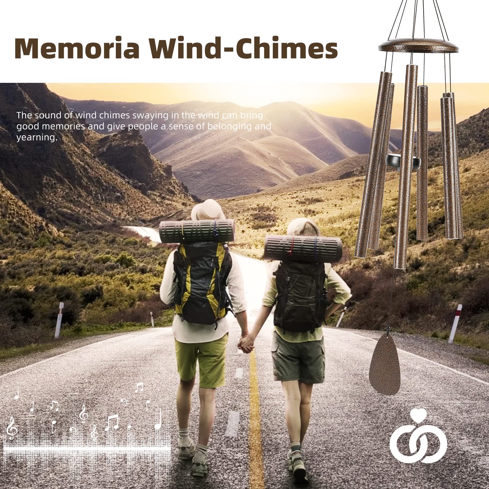 FSVGYY outdoor wind chimes on brown-coated aluminum for calm garden ambience.