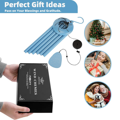 FSVGYY gift-ready wind chime with greeting card for memorials and celebrations.