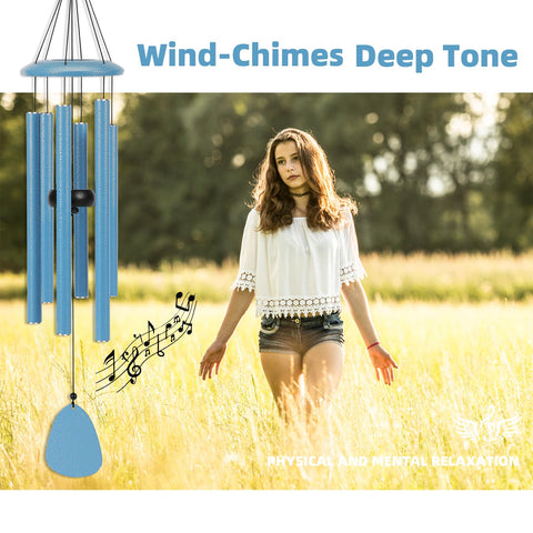 FSVGYY minimalist wind chime blue exterior blends with modern outdoors, perfect for patio decor.
