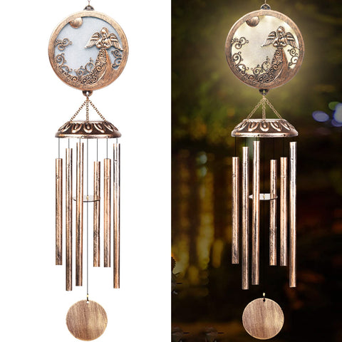 FSVGYY solar angel wind chimes outdoors create serene ambient light and gentle sound