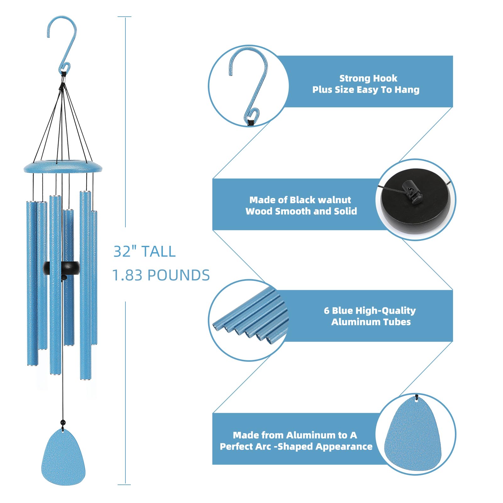 FSVGYY nylon cord wind chime offers durable hanging outdoors.
