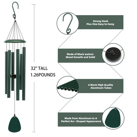 FSVGYY windchimes forest green packaging with greeting card denotes thoughtful gift
