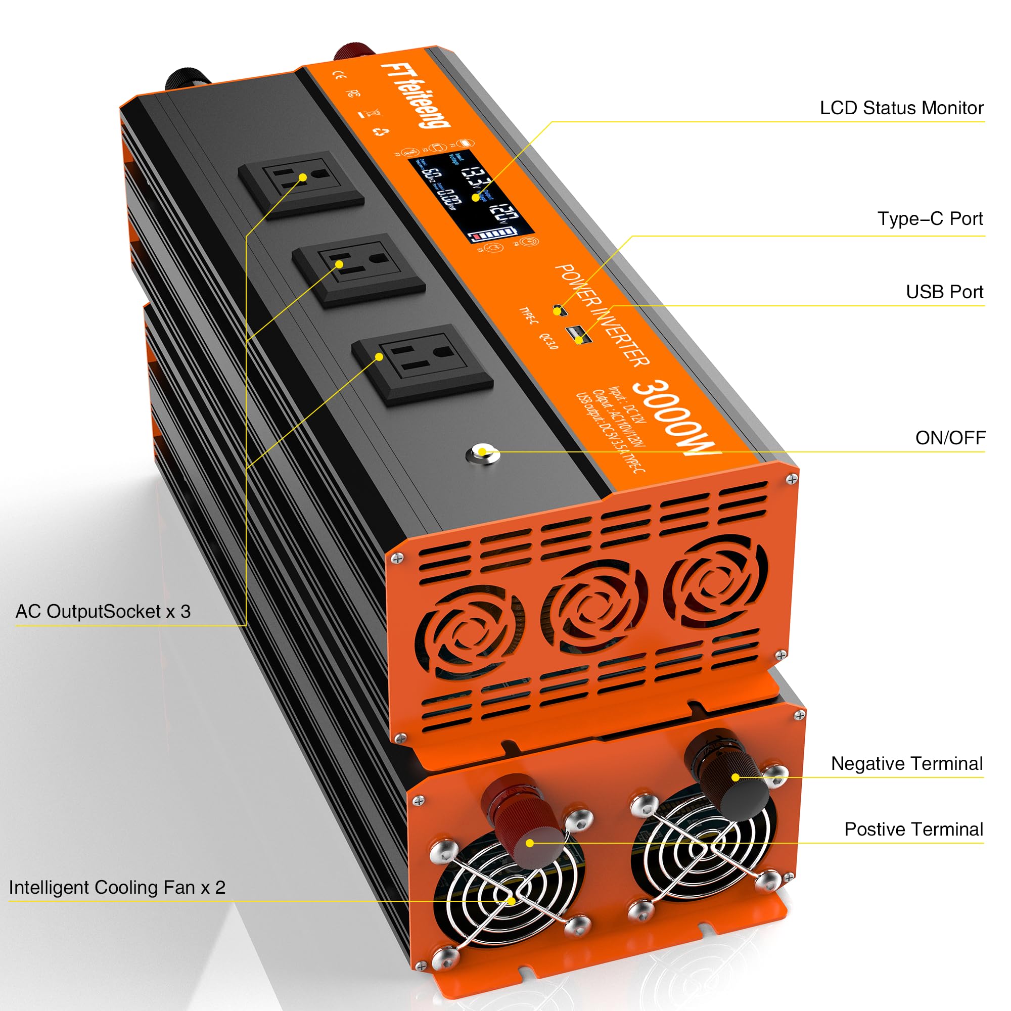 FT Feiteeng inverter powering camping and RV gear on the go