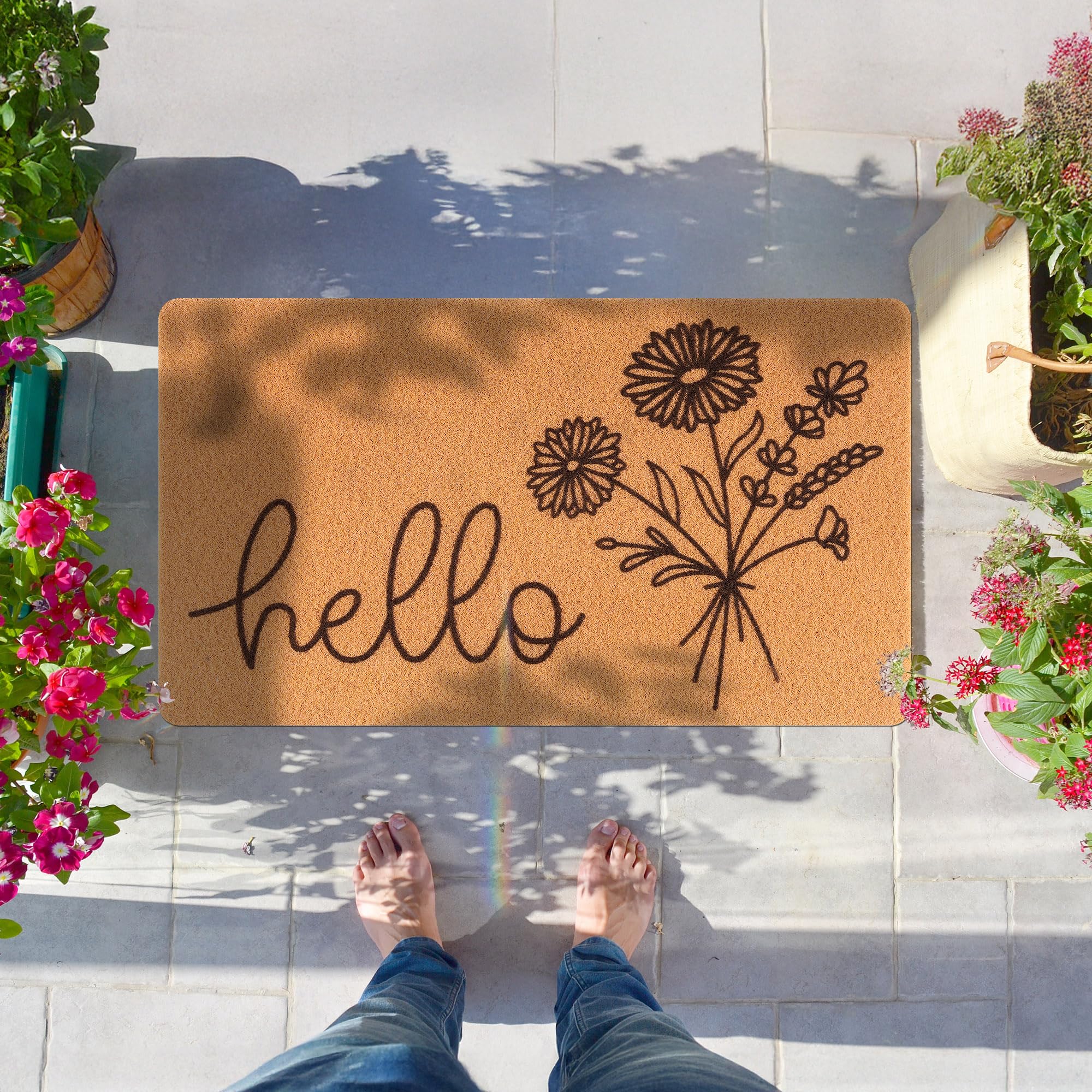 Fttoyoly 17 by 30 inch door mat fits standard doors while guarding entryways.