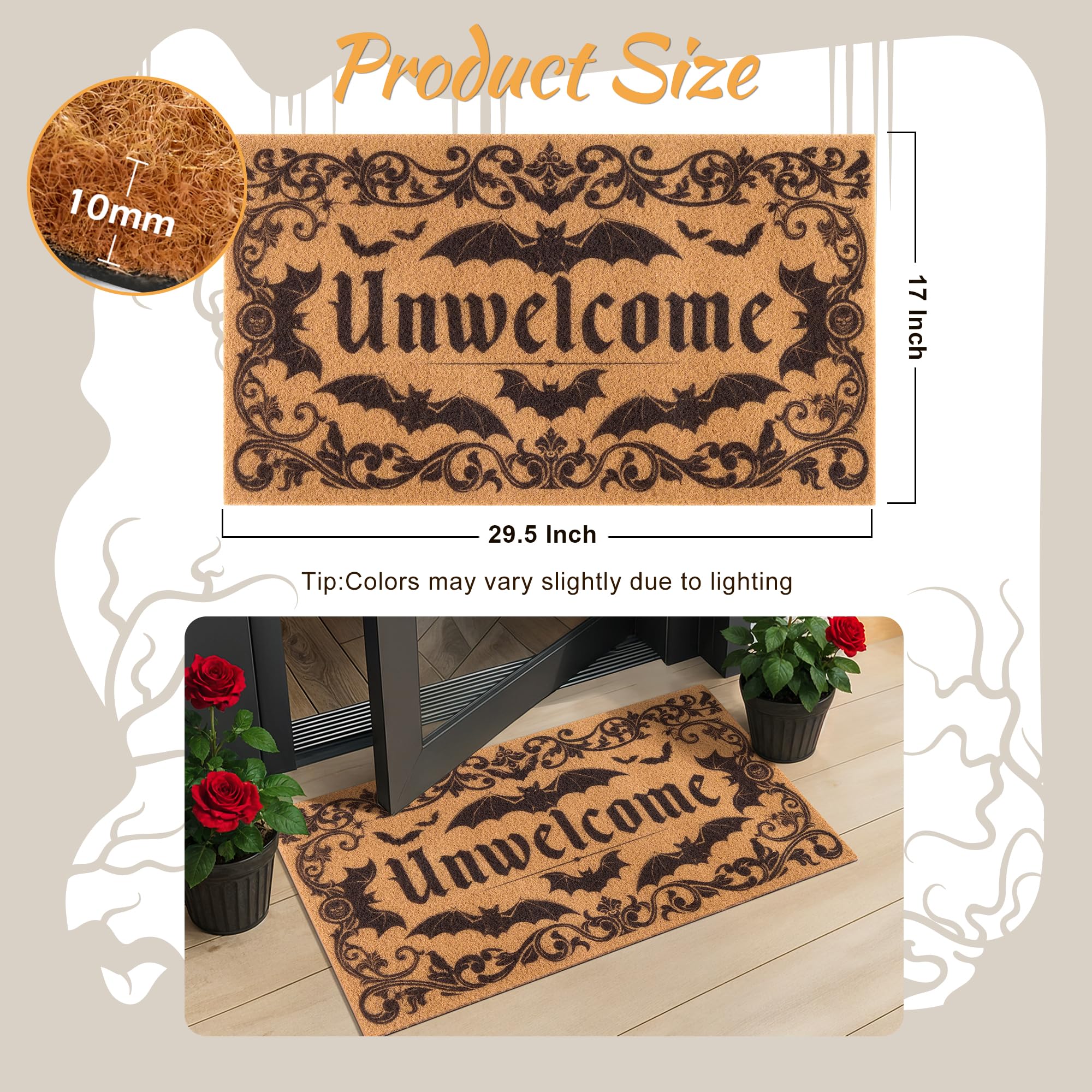 Fttoyoly Artificial coir mat with rubber backing resists wear and dirt at entry.