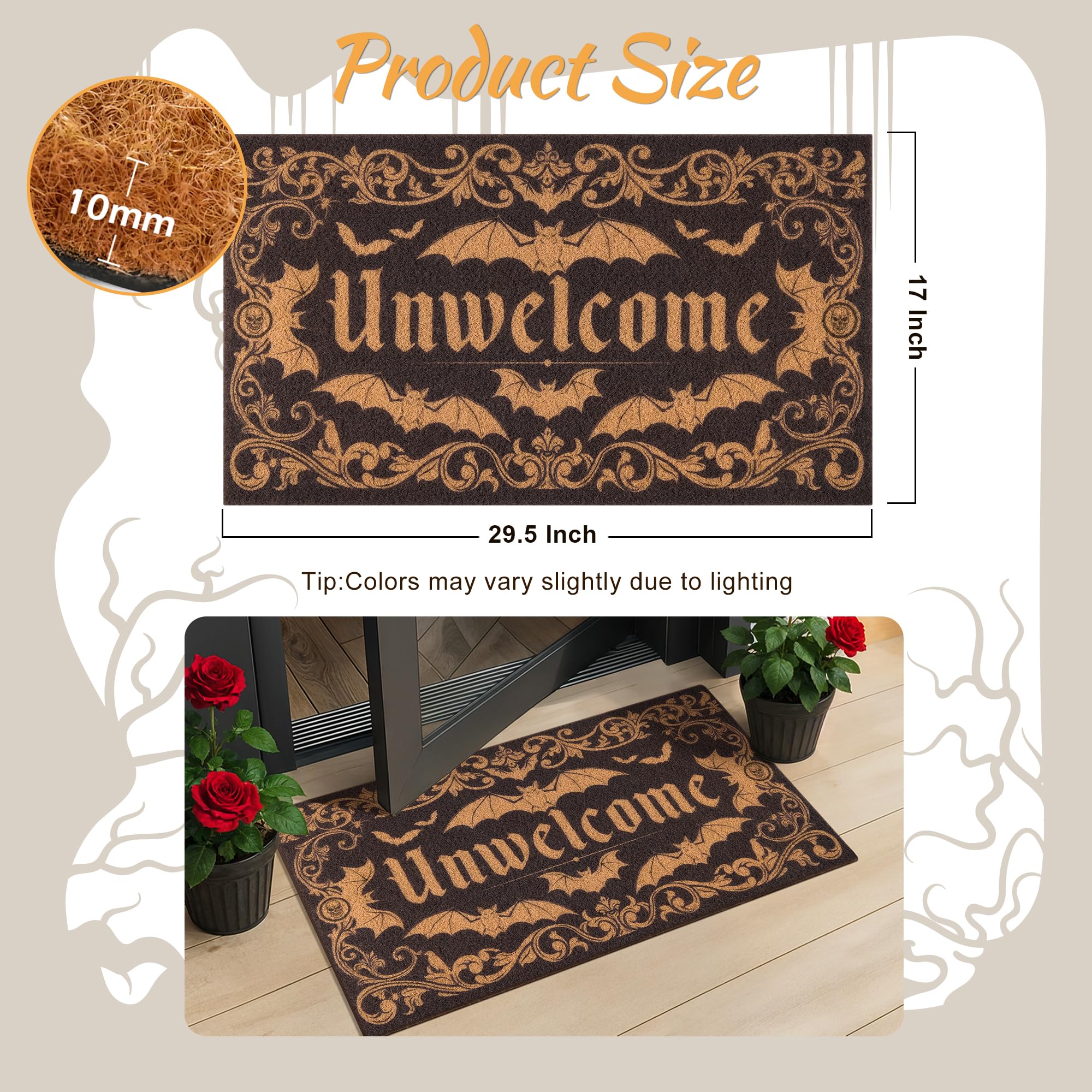 Fttoyoly Bat motif entryway doormat provides stylish anti-slip support for outdoor use.