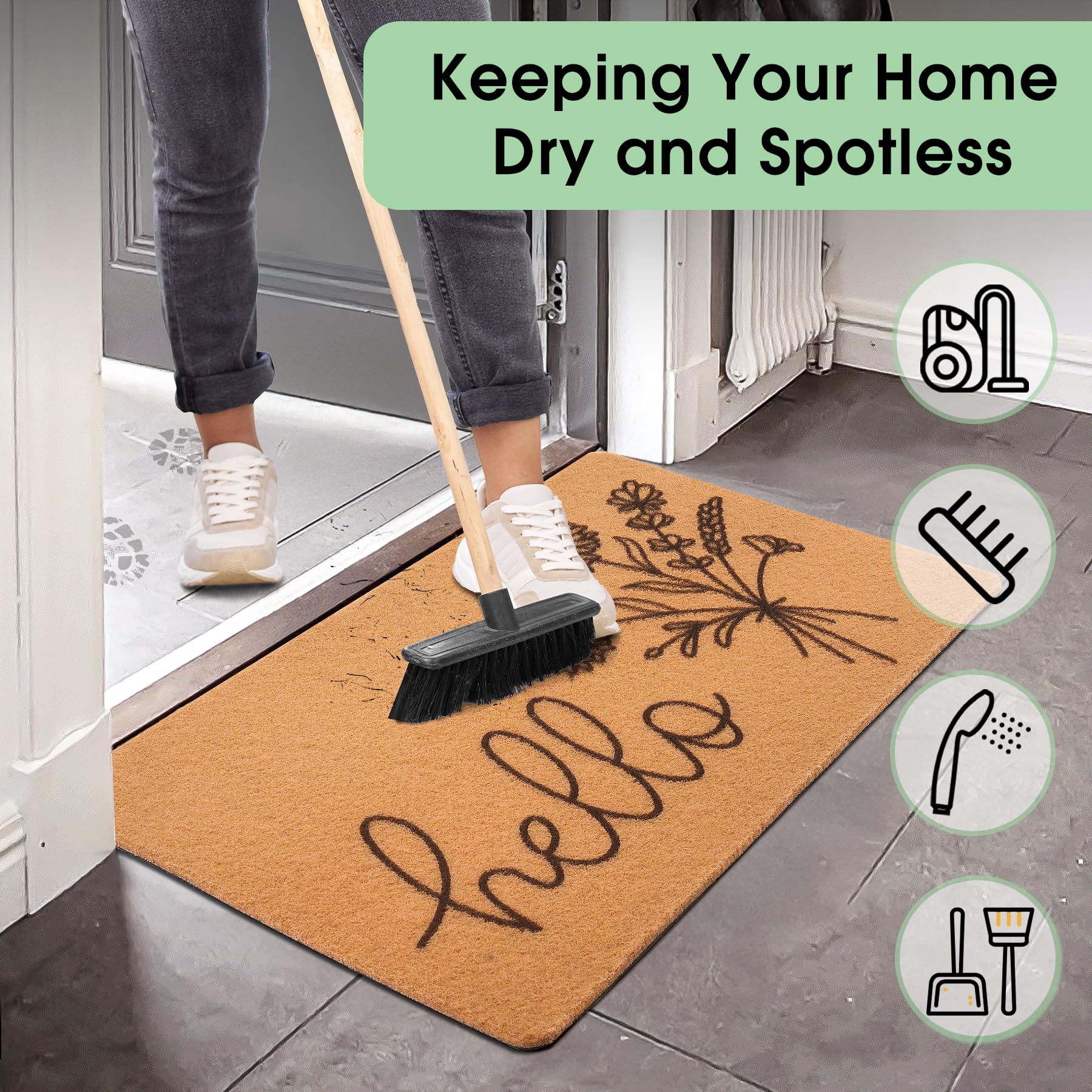Fttoyoly coir-like surface cleans easily with a quick sweep or vacuum.