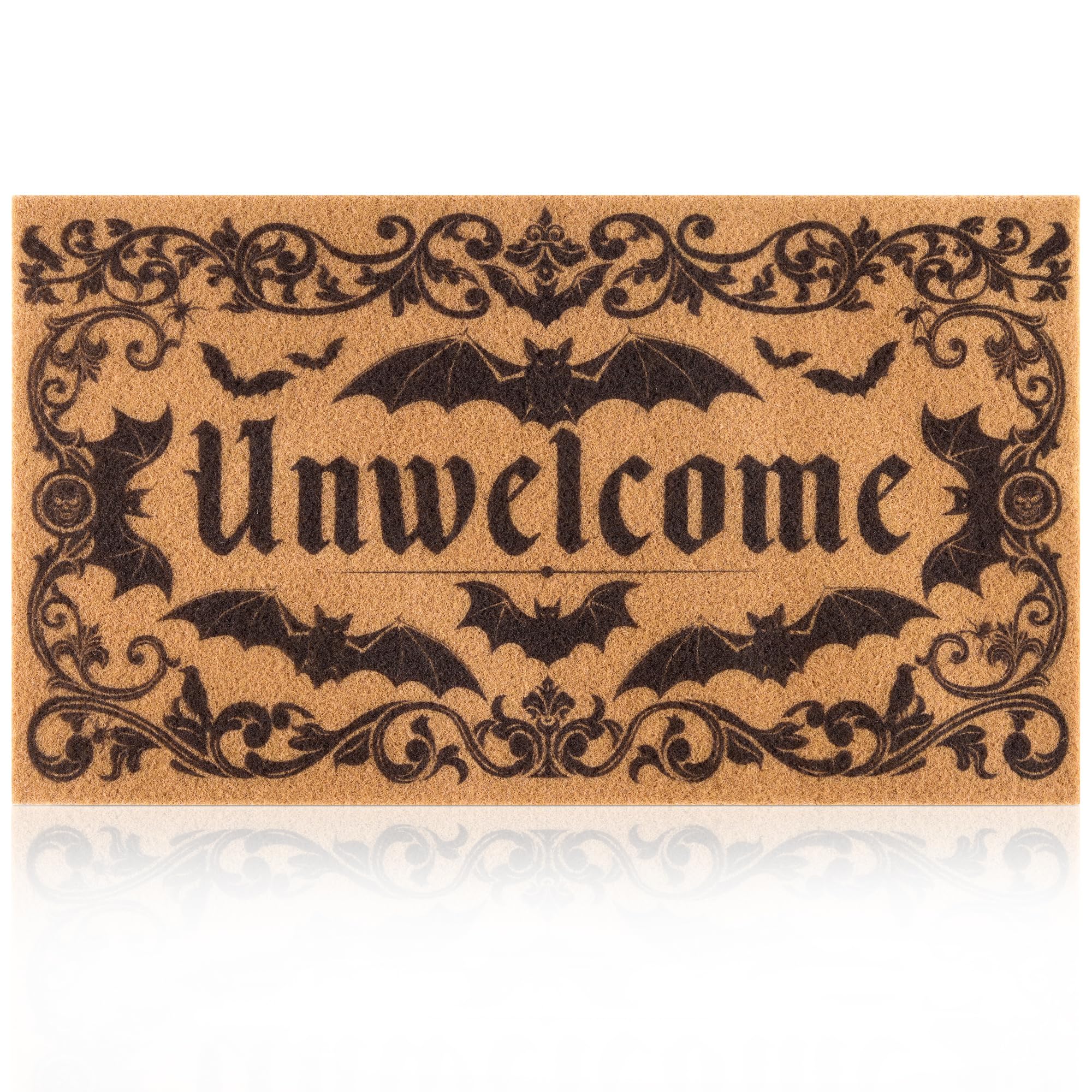 Fttoyoly Gothic bat door mat for outdoor use with durable coir and non-slip backing.