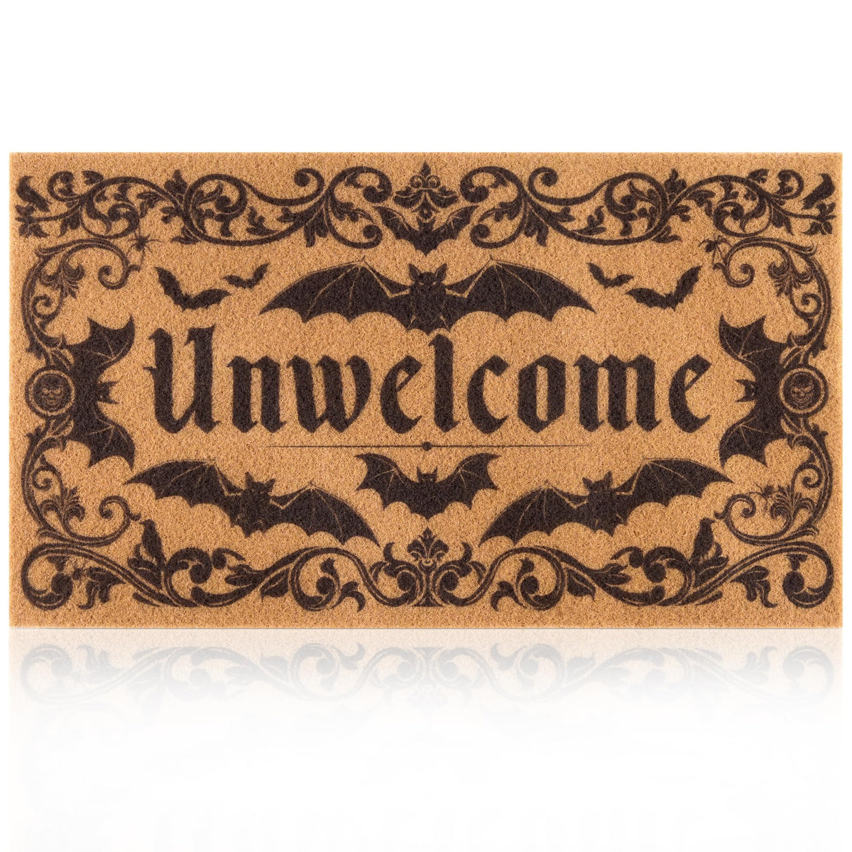 Fttoyoly Gothic bat door mat for outdoor use with durable coir and non-slip backing.