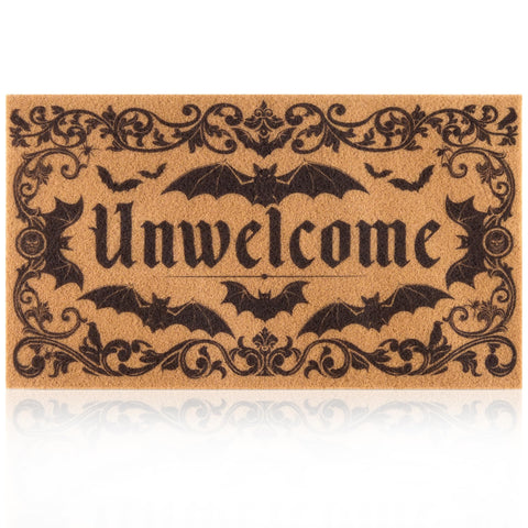 Fttoyoly Gothic bat door mat for outdoor use with durable coir and non-slip backing.