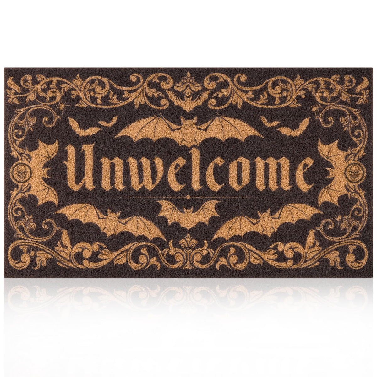 Fttoyoly Gothic Bat Doormat front door with dramatic bat motif helps greet guests and reduce dirt.