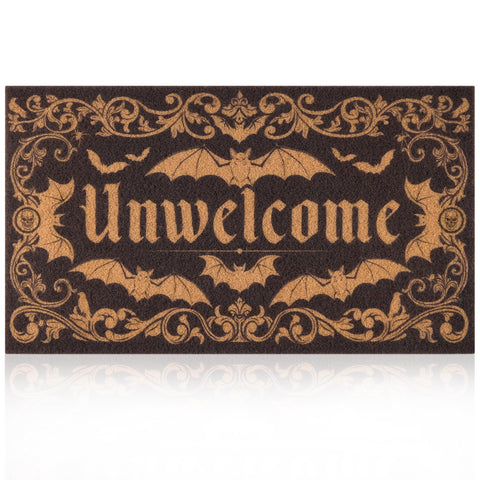 Fttoyoly Gothic Bat Doormat front door with dramatic bat motif helps greet guests and reduce dirt.