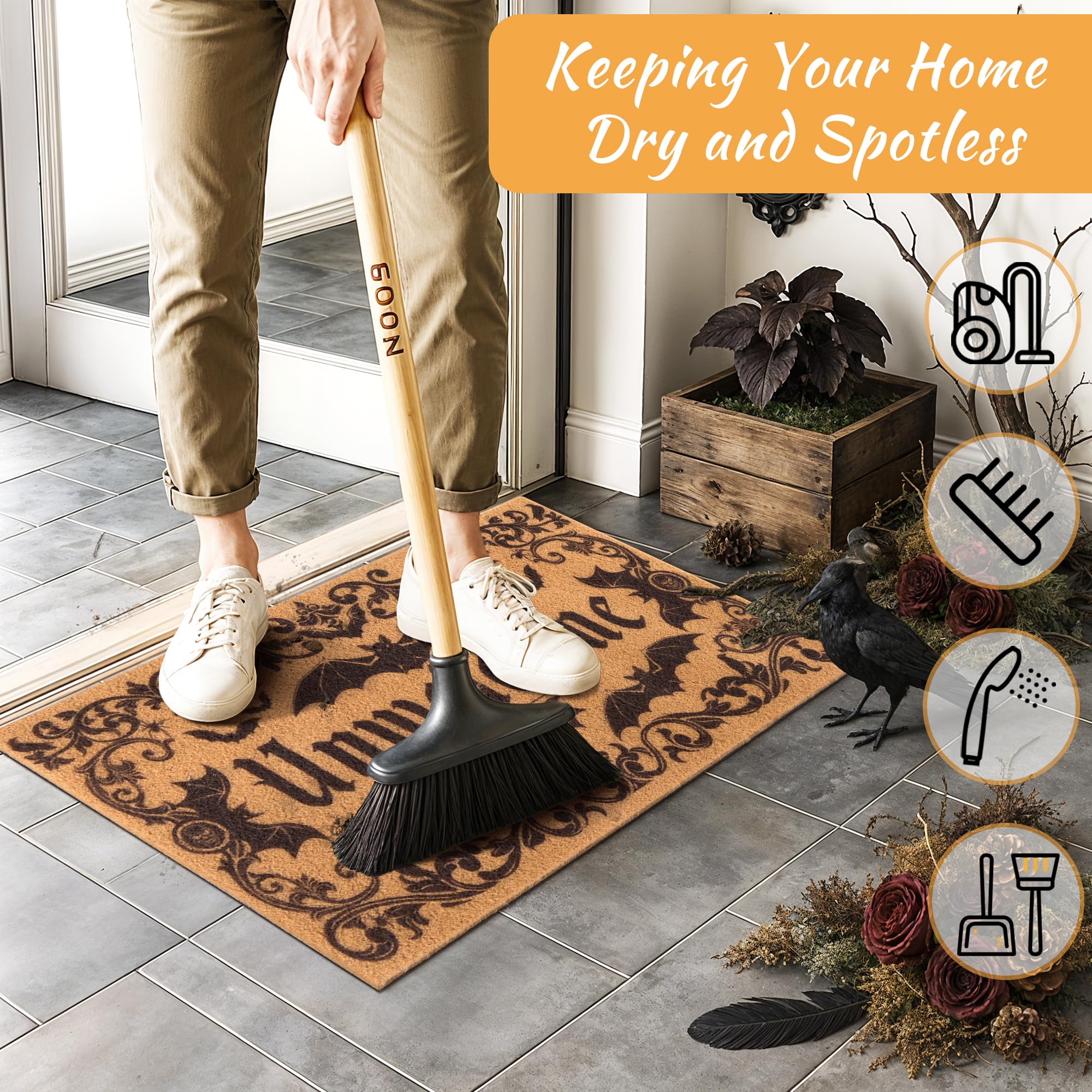 Fttoyoly Indoor outdoor gothic entrance mat blends with porch decor.