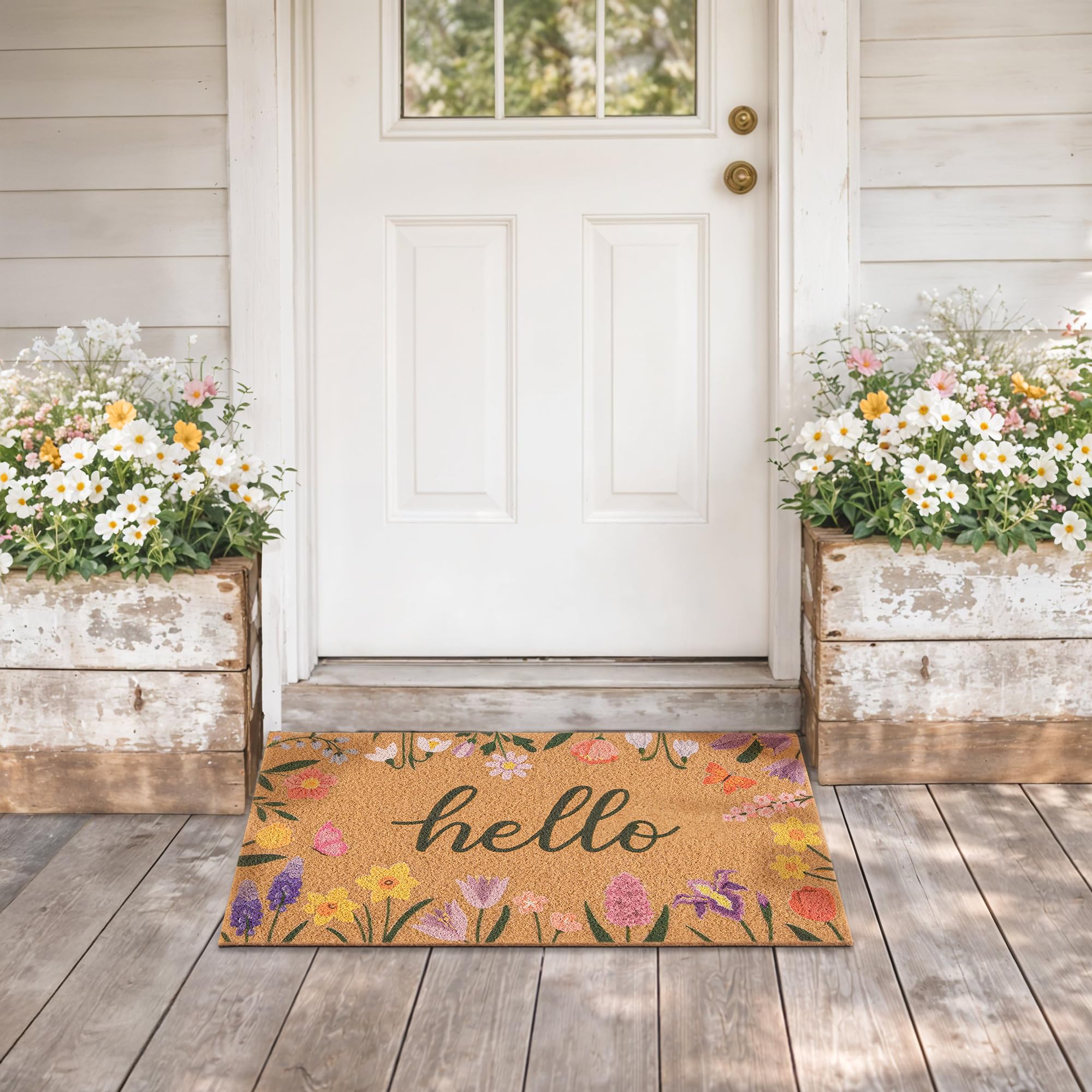 fttoyoly spring decor mat is easy to shake clean and maintain