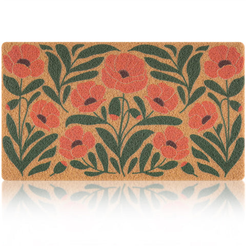 Fttoyoly spring door mat with California poppies greets guests at the front door for a cheerful entrance.