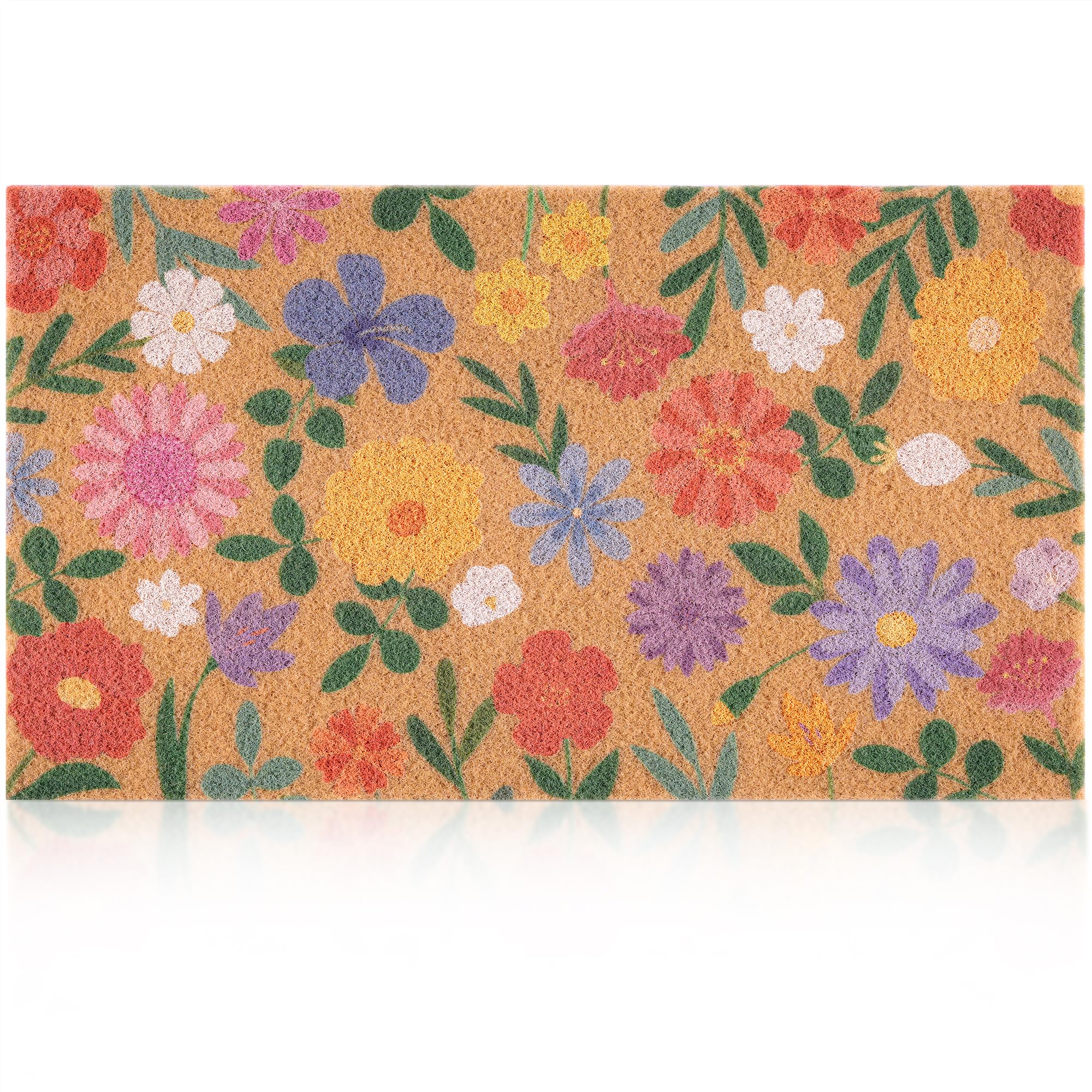 Fttoyoly spring floral door mat at front door, adds color while trapping dirt.