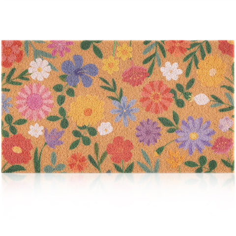 Fttoyoly spring floral door mat at front door, adds color while trapping dirt.