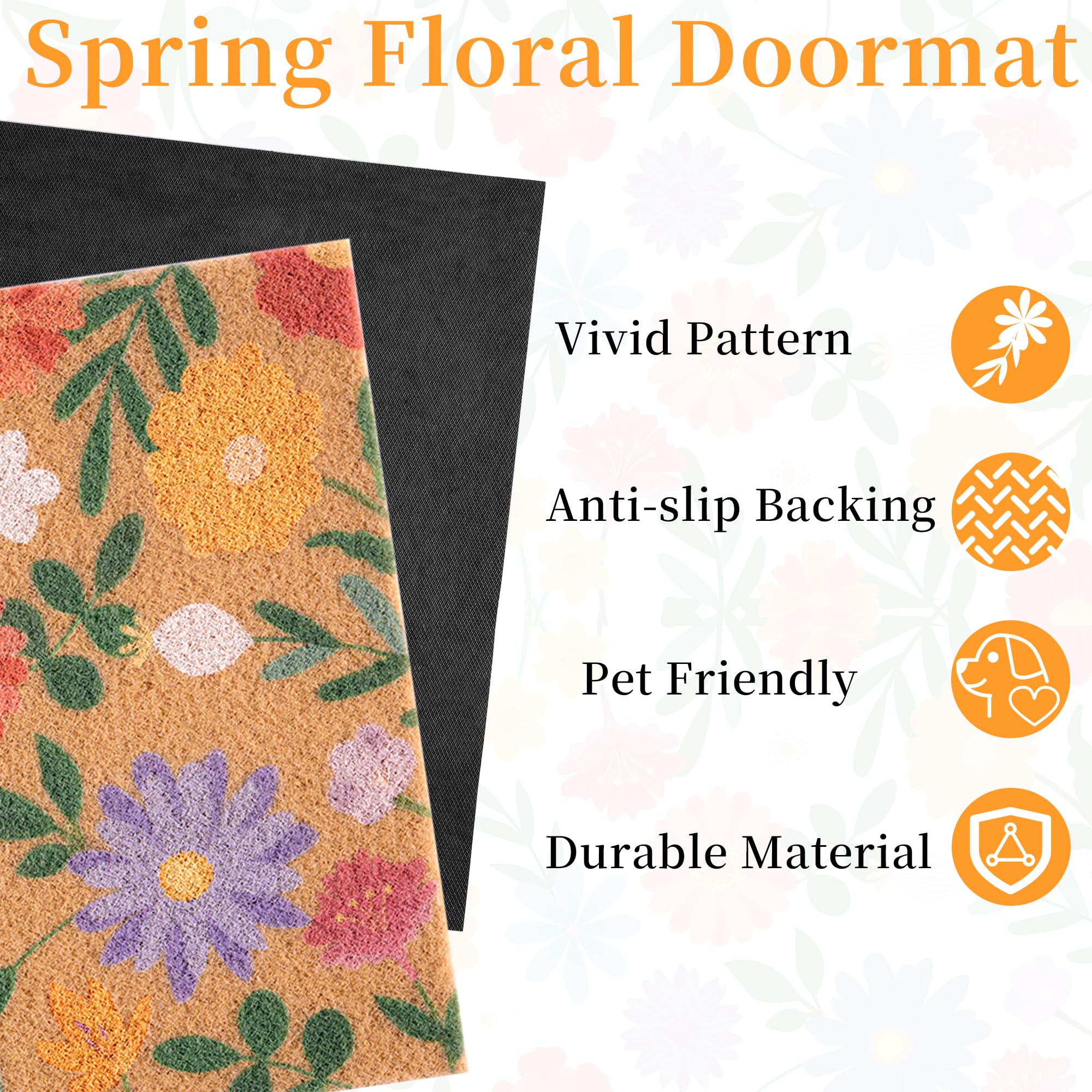 Fttoyoly spring floral doormat suitable for indoor and outdoor use in hallways.