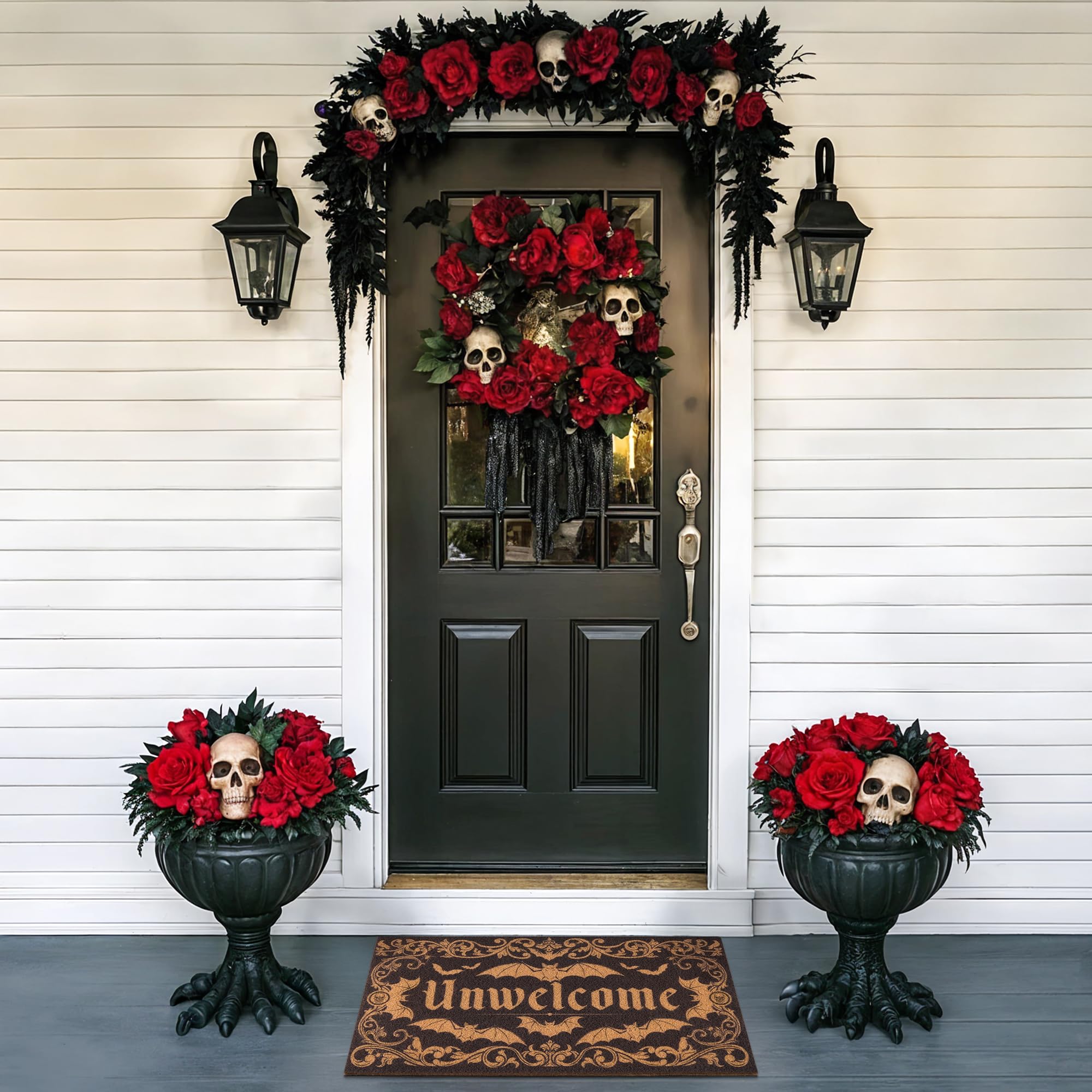 Fttoyoly Unwelcome design doormat Gothic adds moody charm while signaling guests to wipe feet.