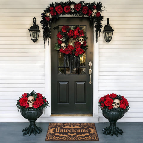 Fttoyoly Unwelcome design doormat Gothic adds moody charm while signaling guests to wipe feet.