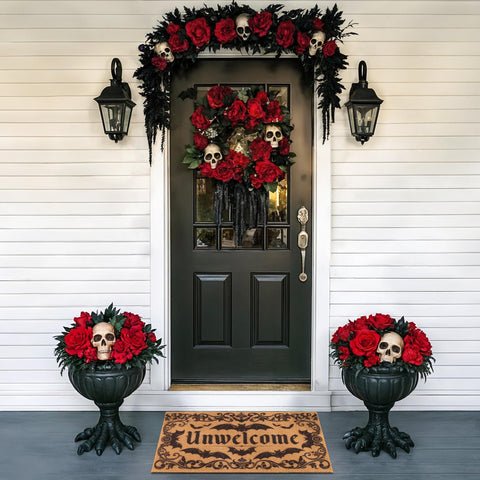 Fttoyoly Unwelcome gothic door mat design adds dramatic entryway appeal.