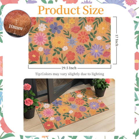 Fttoyoly wildflower door mat enhances entryway with seasonal charm and easy cleaning.