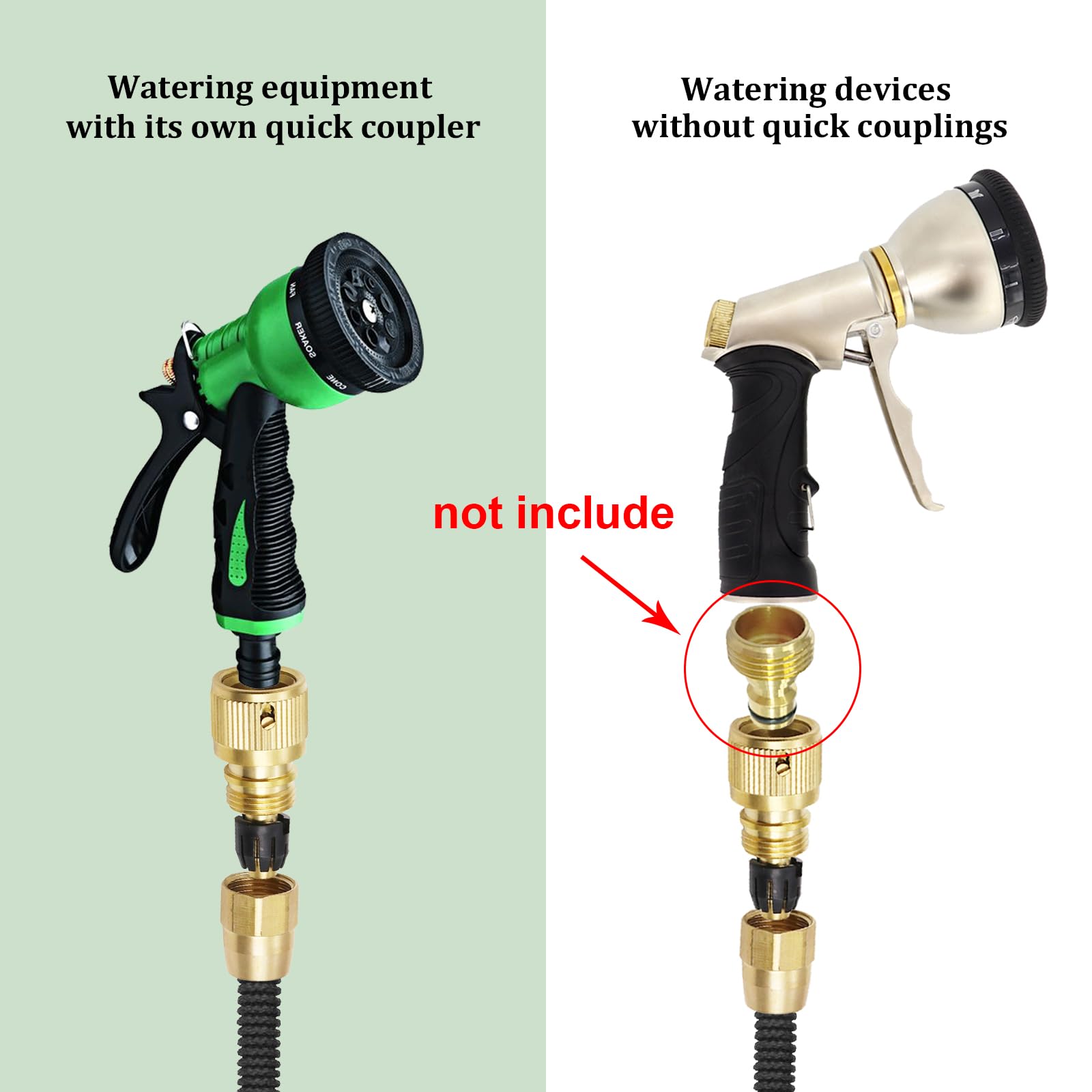 FUATY 3-4 inch GHT faucet adapter for secure garden hose connection.
