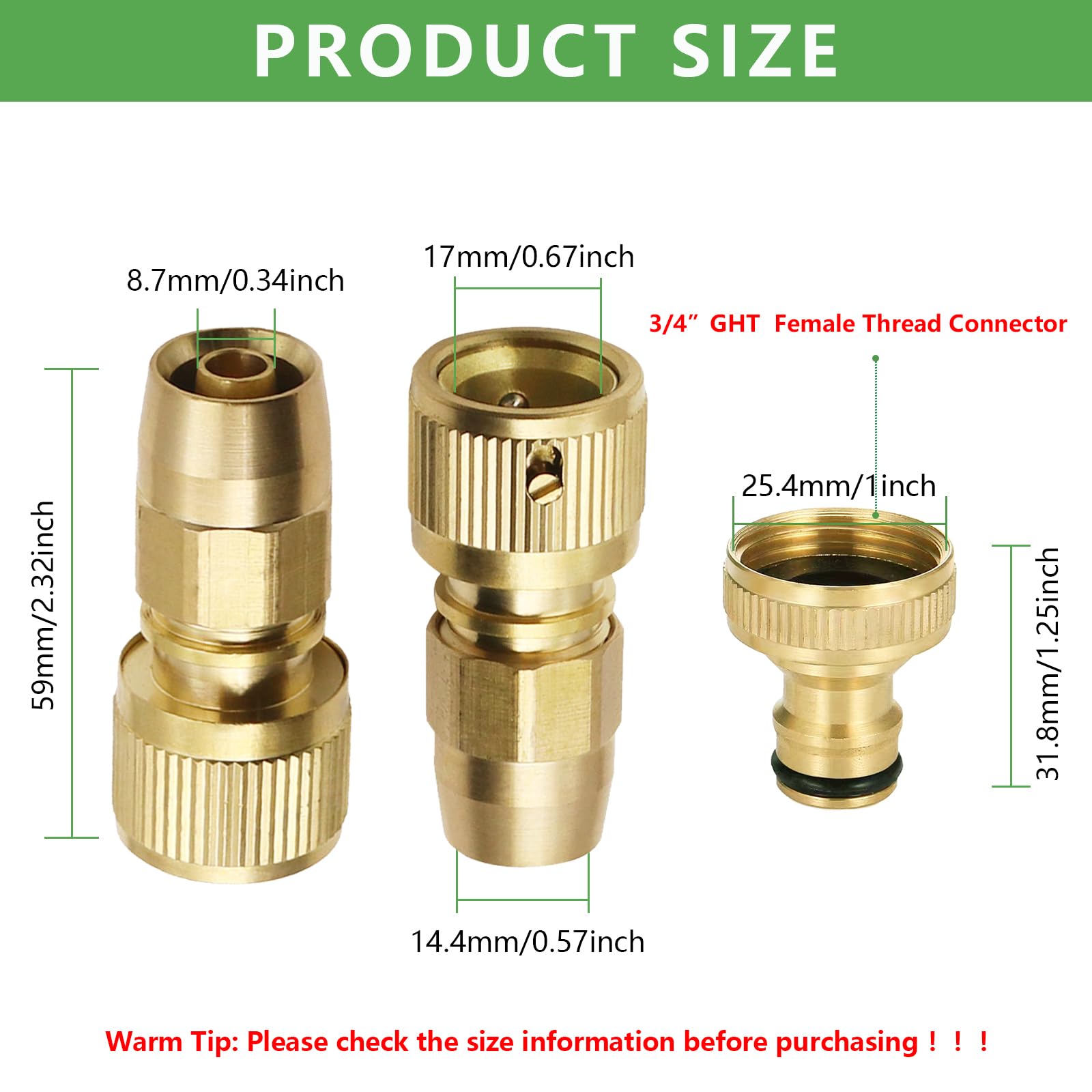 FUATY durable brass construction details emphasize long-lasting hose repairs.