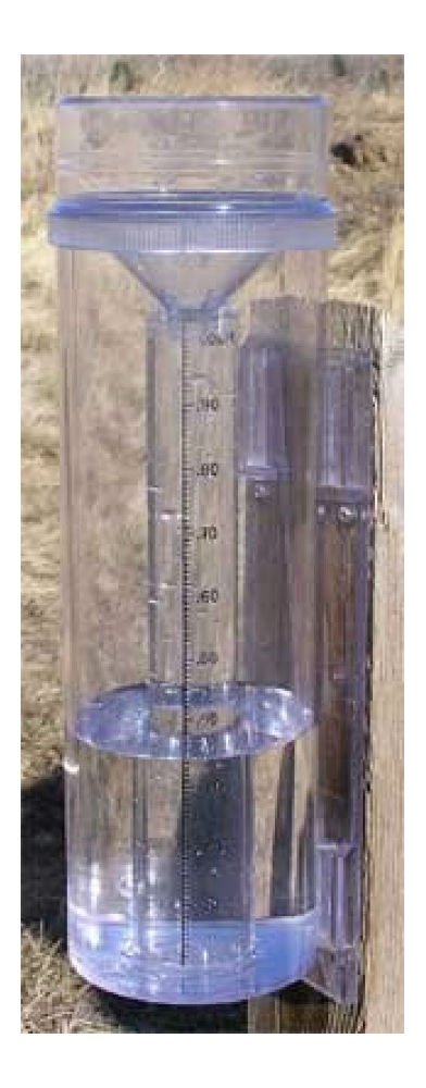 FUAUFAS KEXMY RG202 Stratus rain gauge top view for precise readings.