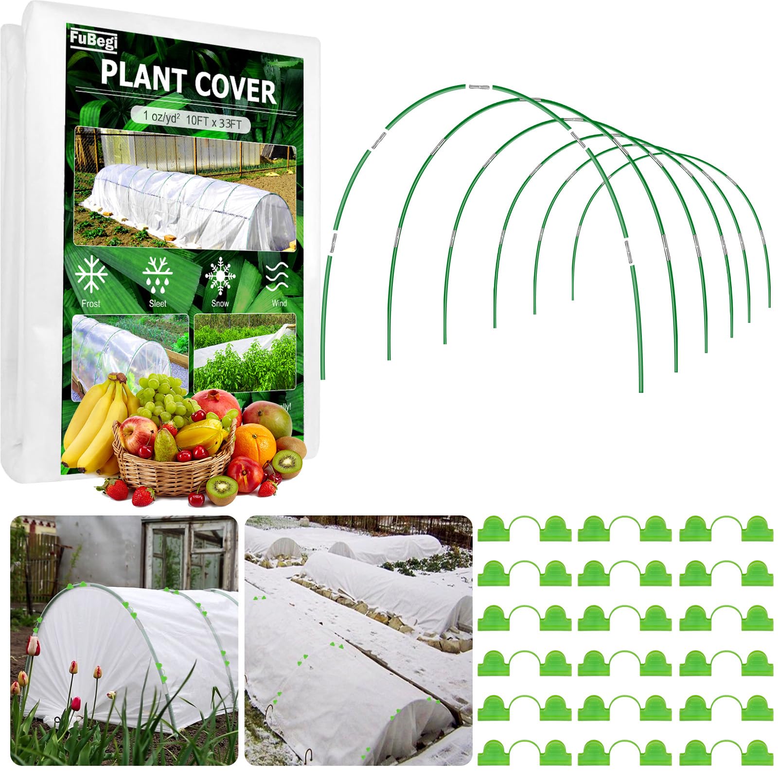 FuBegi garden hoops assembled on a raised bed for winter protection.