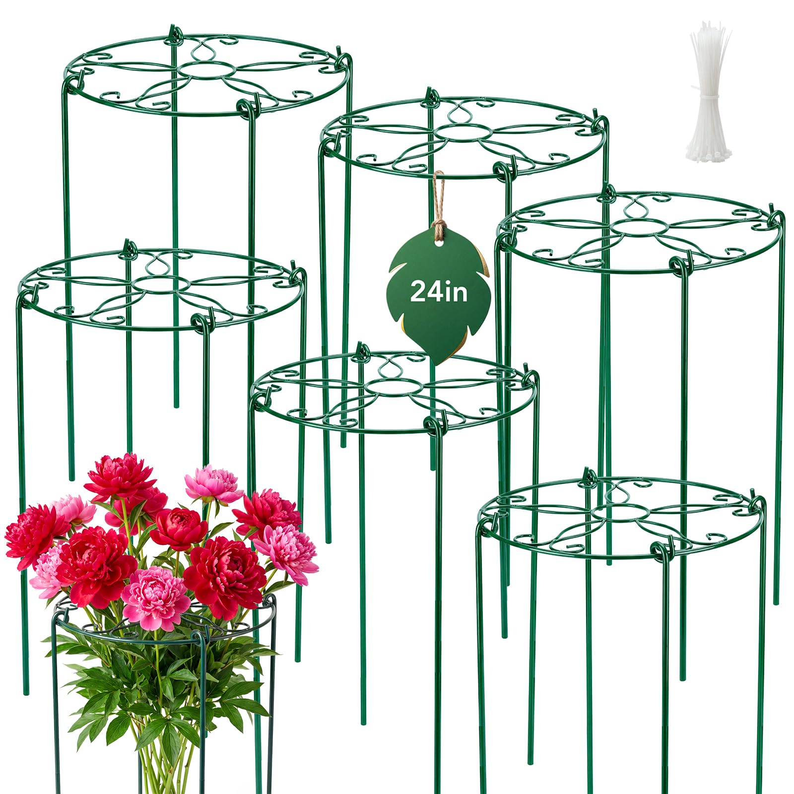 FuBegi peony cage top grid 16-inch diameter supports heavy blooms.