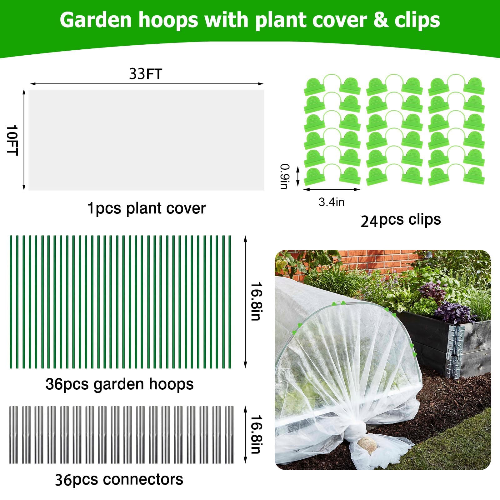 FuBegi plant cover frost cloth unrolled over plants to protect from frost.