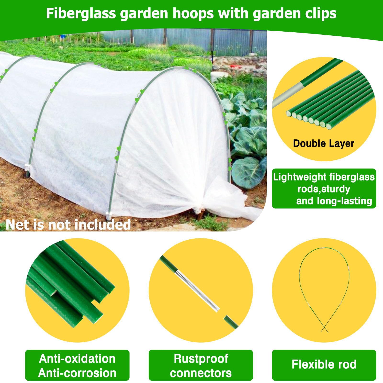 FuBegi row cover clips kit secures netting over garden rows