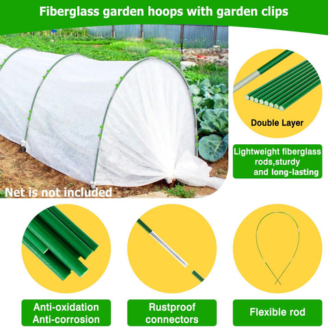 FuBegi row cover clips kit secures netting over garden rows