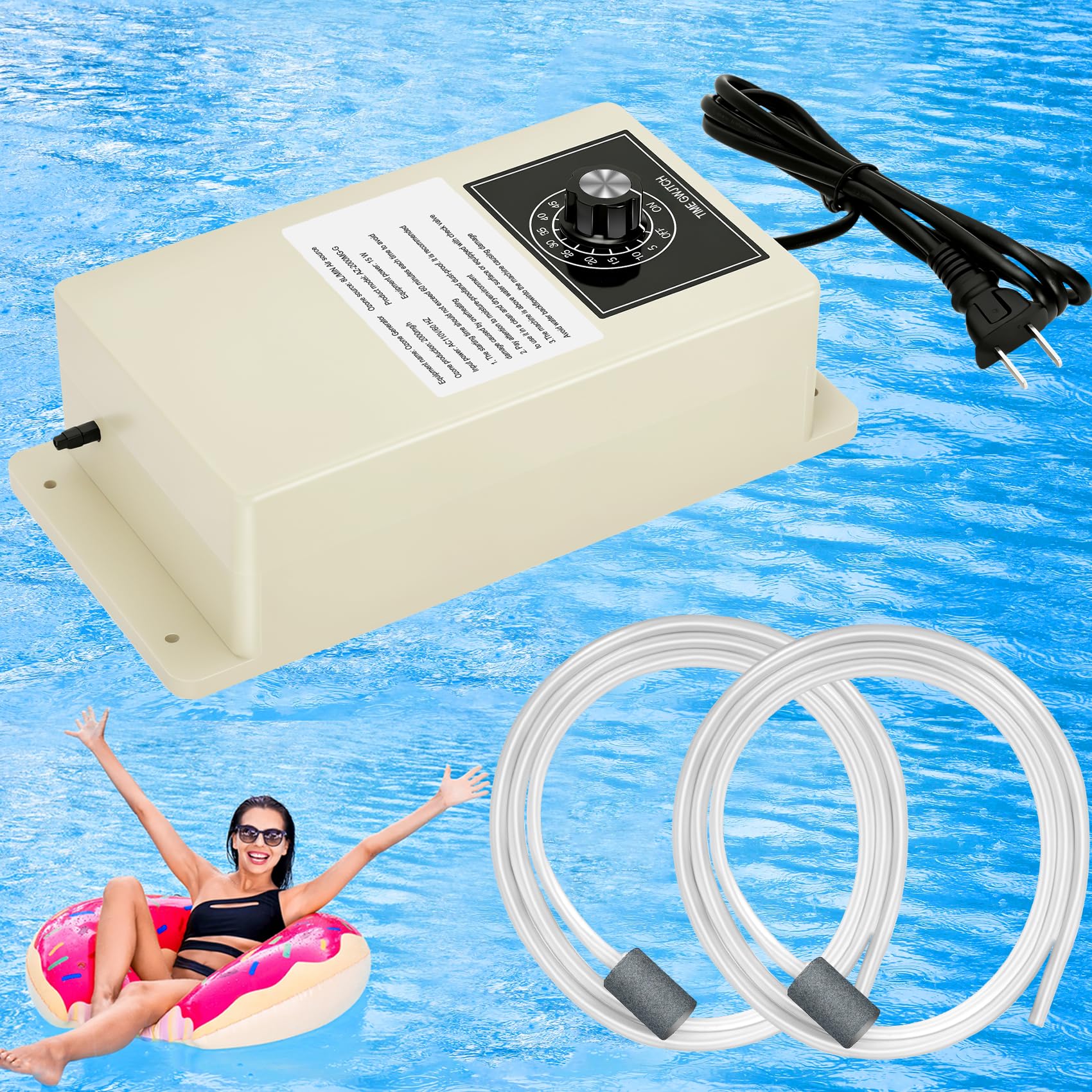 Fuceter ozone generator for ice bath delivering steady ozone output and bubbles.