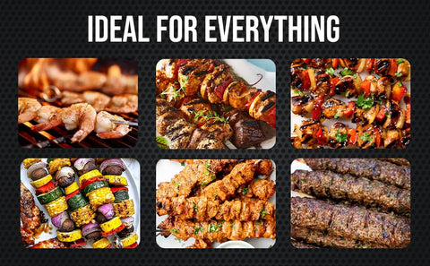 Dishwasher-safe Fuego skewers simplify cleanup after meals.