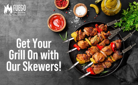 Kabob-ready skewers ready for immediate grilling and serving.