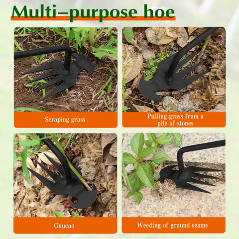 Fugit tool used for digging and weed removal in gardens and beds.