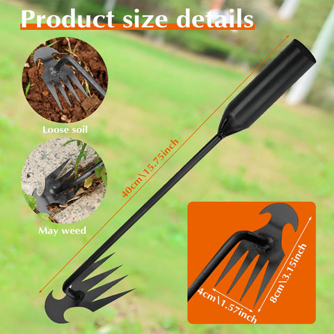 Fugit garden multi-use tool supports weeding, planting, and soil prep.