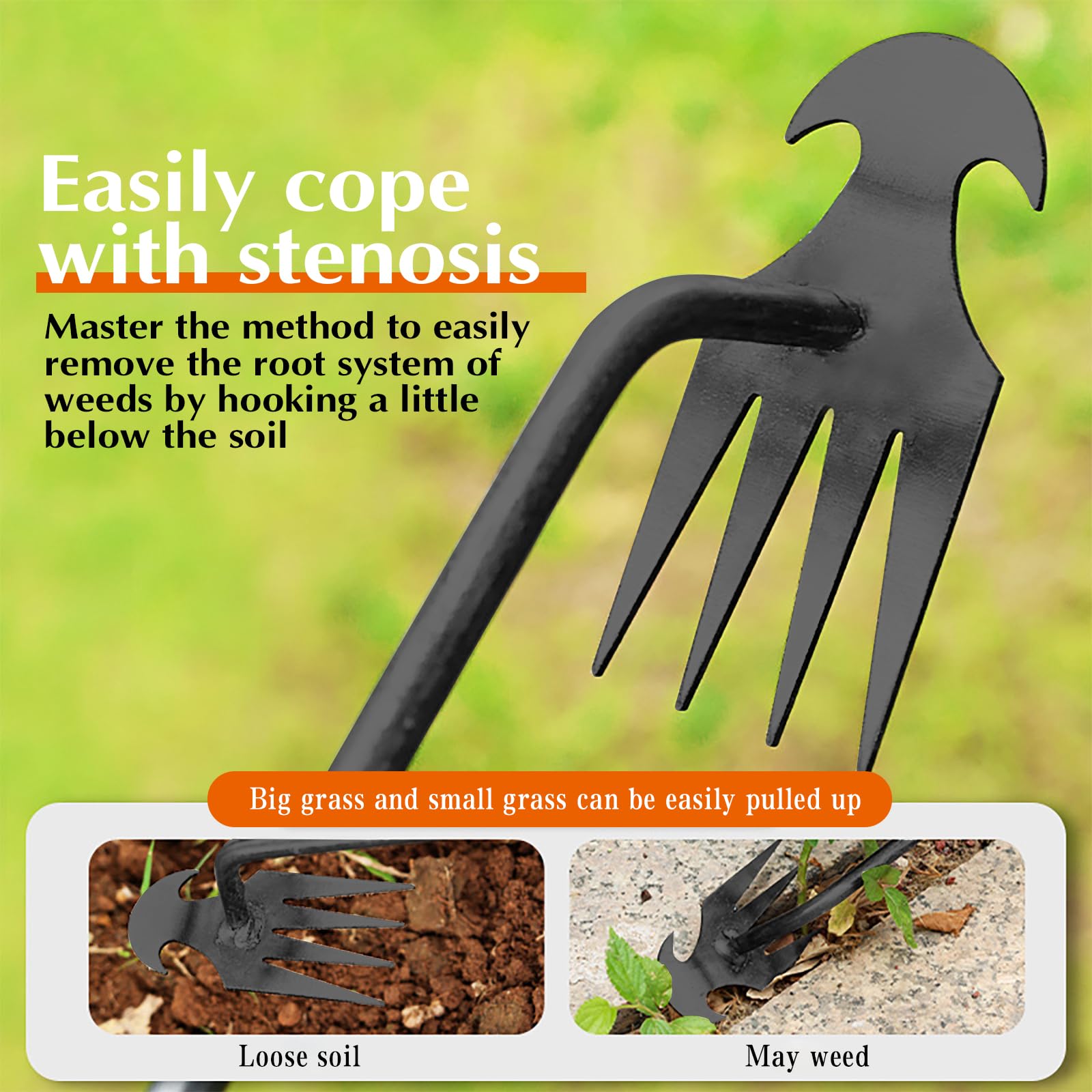 Fugit polished handle provides a comfortable grip during extended weeding sessions.