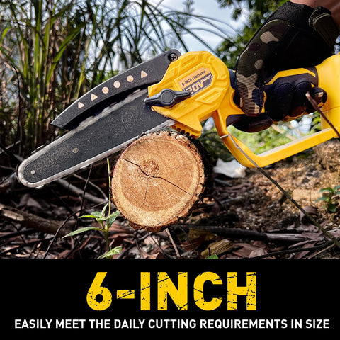 FUHAUS mini chainsaw designed for one-handed operation and easy control.
