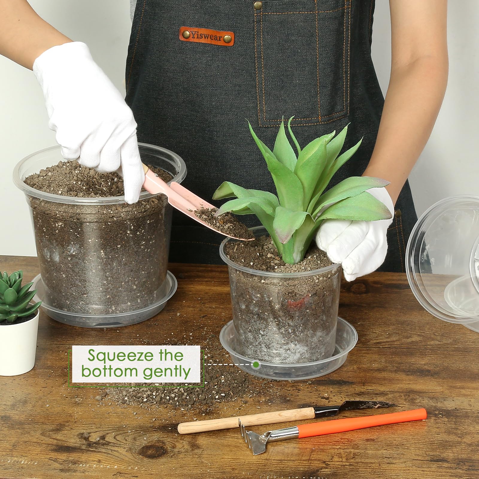 Fuijol 15-pack transparent pots with matching saucers for neat gardening