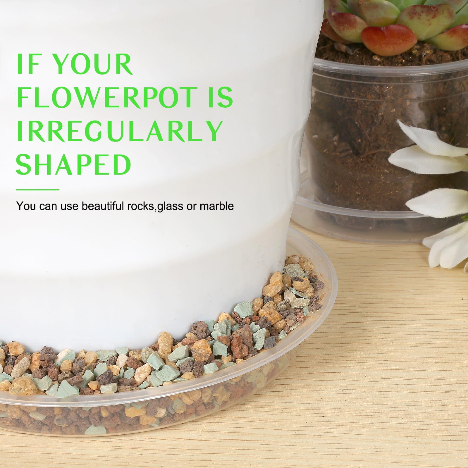 Fuijol clear plant saucer indoor outdoor use supports versatile placement
