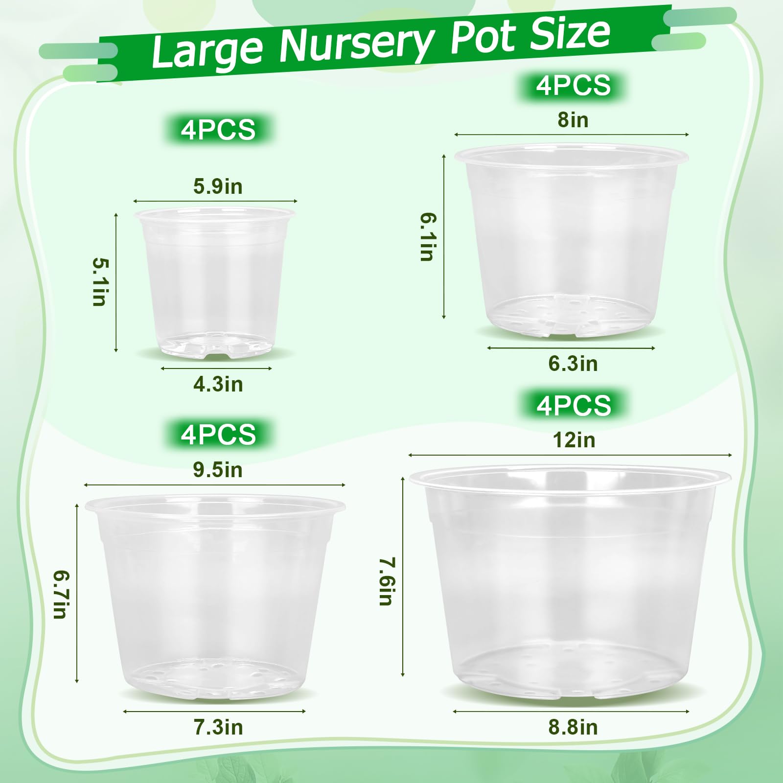 FUIJOL 8-inch clear pot shows drainage and root visibility for monitoring.