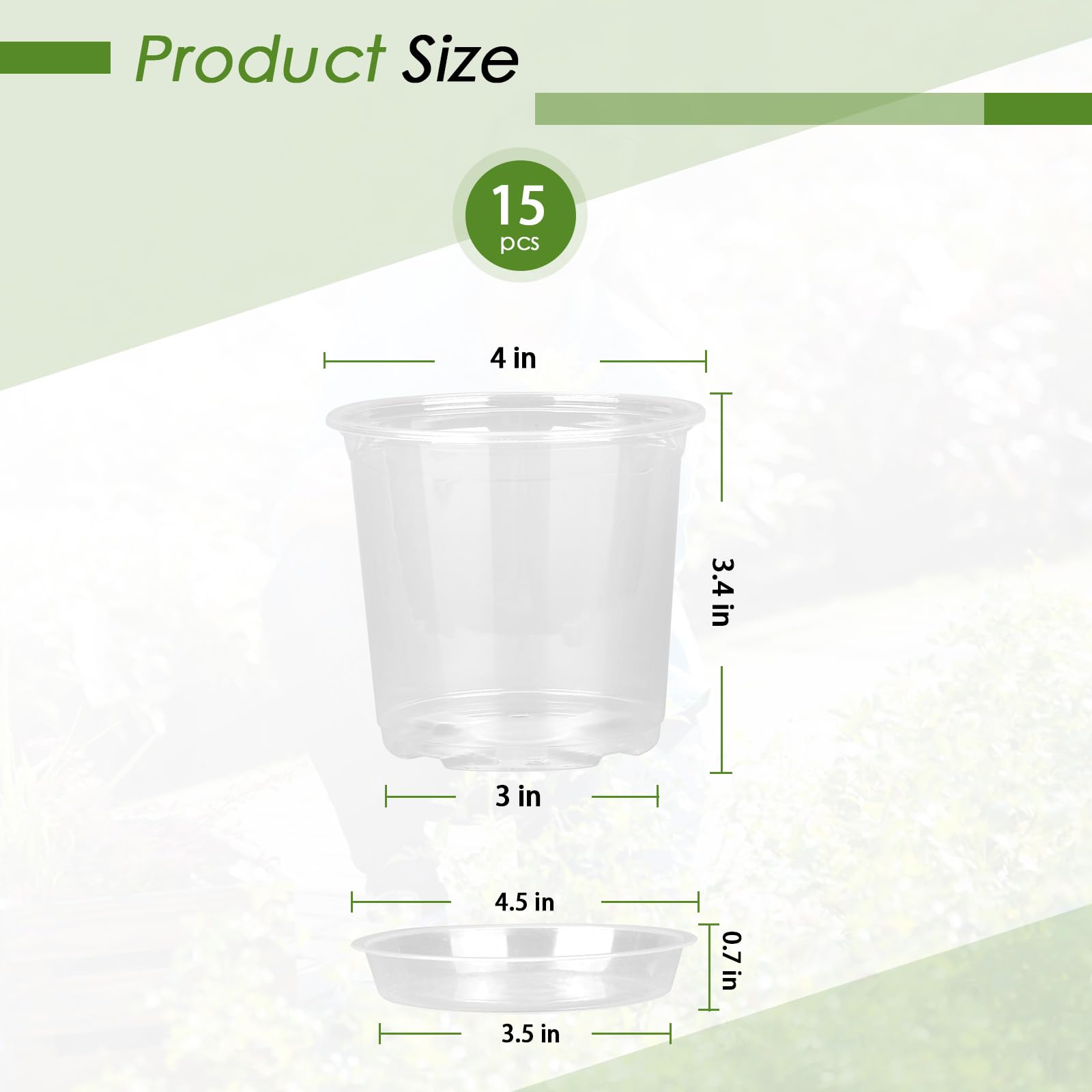 FUIJOL clear pot with saucer keeps excess water away from floors.