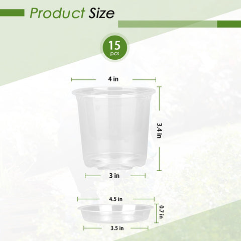 FUIJOL clear pot with saucer keeps excess water away from floors.
