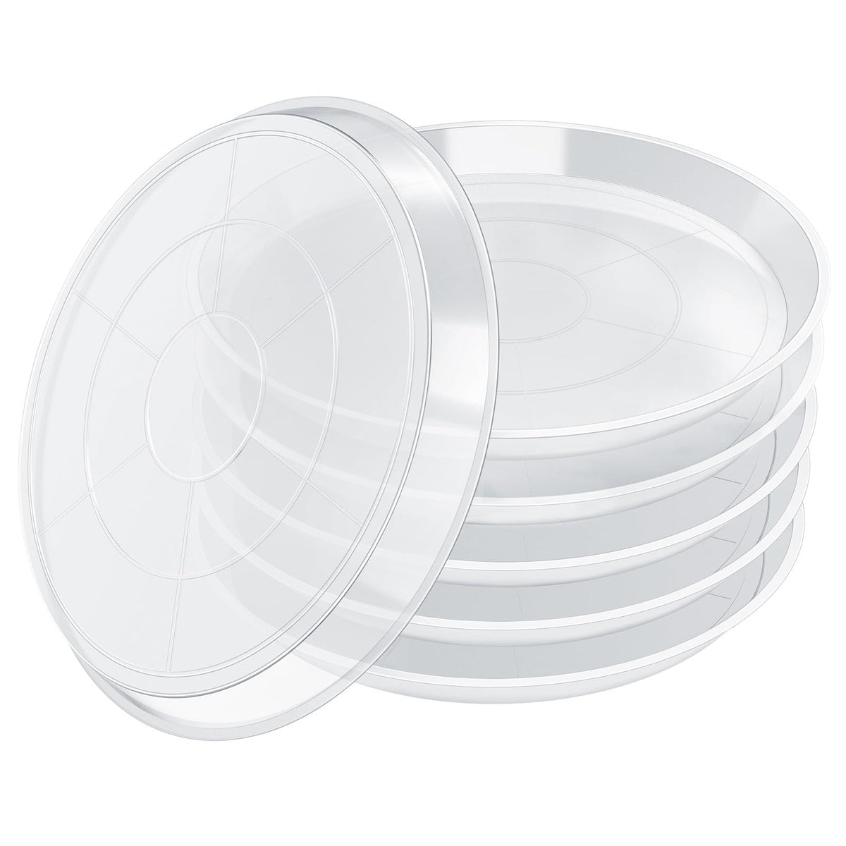 FUIJOL clear plant saucer, top view, captures excess water for clean surfaces.