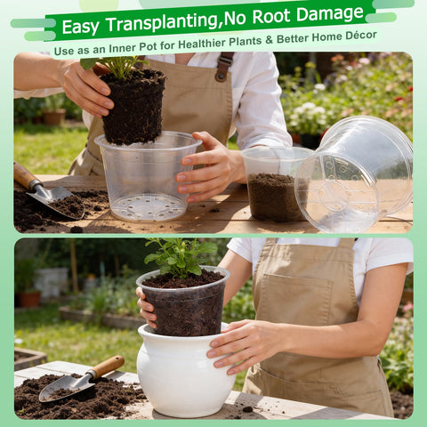 FUIJOL clear plastic pot ideal as liner in decorative planters.